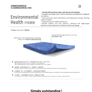 Homogeneous PVC flooring for hospital high traffic areas