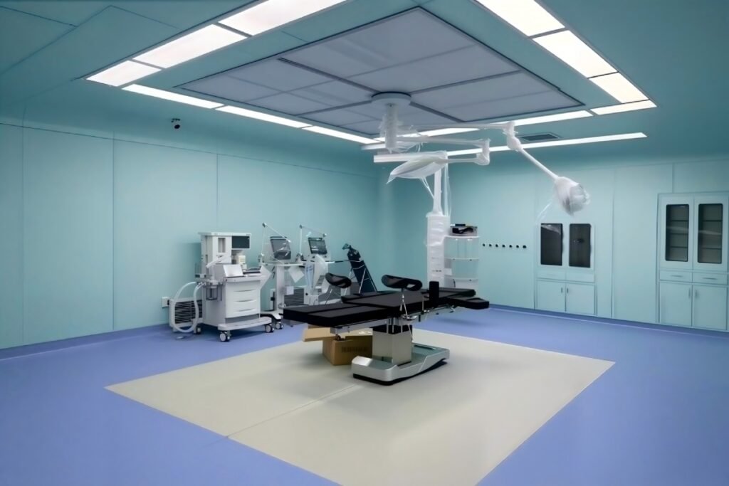 Homogeneous PVC flooring in hospital surgery room