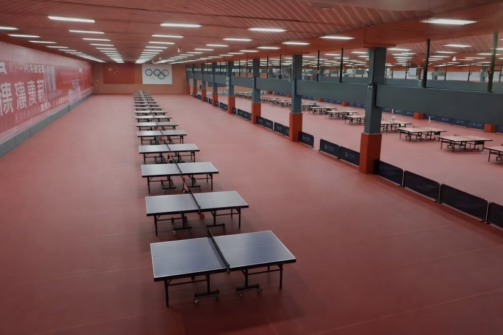 Indoor PVC sports flooring for professional table tennis training center